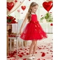 thumbnail image 3 of Oudiya Toddler Girls Tutu Red Party Dress Tulle Ruffle Hem Cami Summer Dress for Kids 2-6Y, 3 of 7