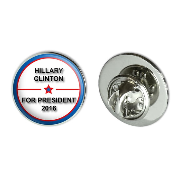 Hillary Clinton 2016 For President with Star Round Metal Lapel Hat Pin Tie Tack Pinback