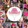 thumbnail image 6 of Vjnyvs Women's Cowboy Hat Set with Bandana and Heart-Shaped Sunglasses, Cowboy Hat Rhinestone Fringe Wide Brim Disco Cowboy Hat Pink, 6 of 6