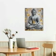 thumbnail image 2 of Buddha Canvas Wall Art Gold-foil: Zen Statue Textured Print with Lotus Flower for Buddhism Decor Inspirational for Room Decorations Ready to Hang, 2 of 5