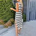 thumbnail image 5 of RYKJLWY Summer Party Dress Womens Bodycon Summer Casual Midi Sundress Sleeveless Cute Hollow Out Knit Side Slit Striped Long Tank Dress Bohemian Dresses for Women 2024 Summer Dresses (White,XXL), 5 of 7
