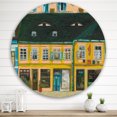 thumbnail image 2 of Designart 'Abstract Yellow Facade of Houses In Street In Paris' French Country Circle Metal Wall Art 29x29 - Disc of 29, 2 of 5