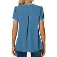 thumbnail image 6 of Fesfesfes Woman Shirts Women's Casual Sleeve Tops V-Neck Short Sleeve T- Cute Solid Summer Loose Blouses Tops Short Sleeve Tops M(US:6), 6 of 9
