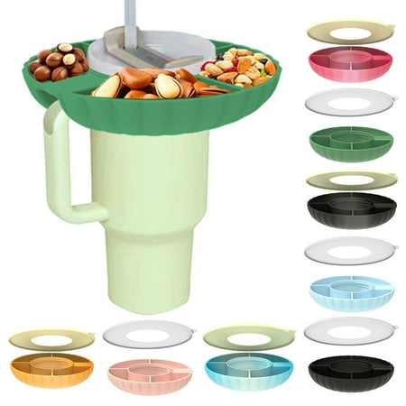 

Xinhuadsh 2Pcs/Set Ice Bar Cup with Lid Snack Tray Food Grade Silicone Snacks Fruit Platter Tray for 40oz 30oz Car Cups