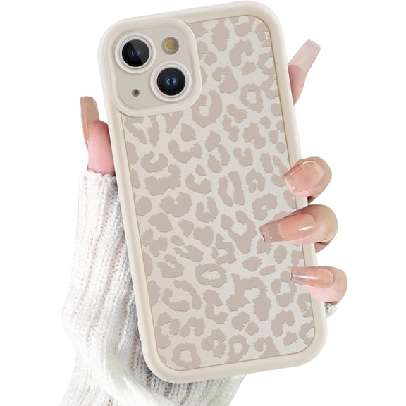 Cute Cheetah Print Phone Case for iPhone 14 Case 6.1", Aesthetic Luxury White Leopard Pattern Design Cover Shockproof Soft Slim TPU Full Camera Lens Protective Funda for Women Girls