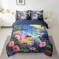 thumbnail image 2 of Erosebridal Tropical Beach Bedding Sets Twin Size, Oil Printing Comforter Sets with Sheets, Floral Palm Reversible Bed Set, Super Cozy Bedroom Decoration, 7pcs, 2 of 4