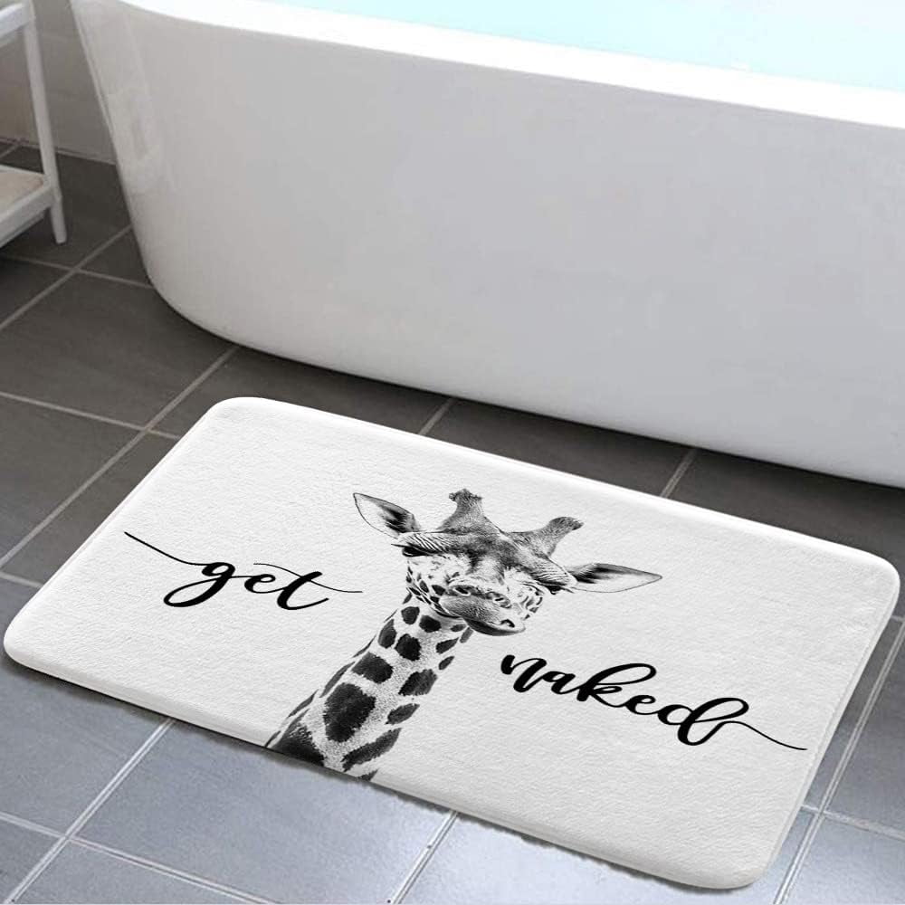 Funny Giraffe Get Naked Bath Rug, Cute Animal Wildlife Safari Non Slip ...
