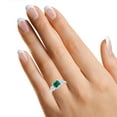 thumbnail image 3 of AFFY 3 Stone Engagement Ring for Her, 6X6MM Asscher Shape Zambian Emerald Lab Grown Gemstone & Moissanite Wedding Promise Ring for Women In 14K White Gold Over Sterling Silver (1.30 Cttw)-7.5, 3 of 4