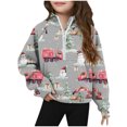thumbnail image 1 of Sudadera sin capucha, mediana, grande, con media cremallera, cuello redondo, manga larga, jersey corto, sudaderas de polar para niñas de 5 a 14 años, blusa de poliéster, 1 of 4