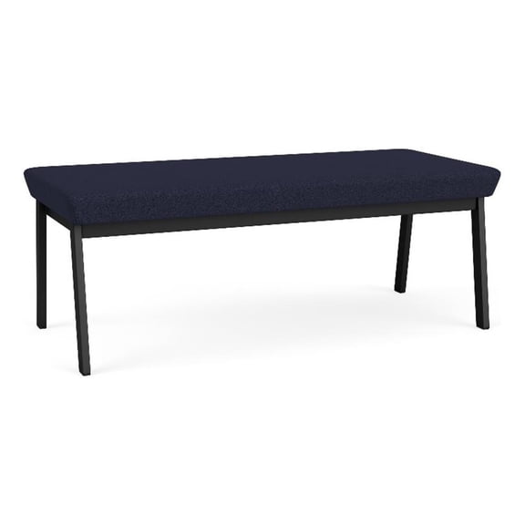 Newport Reception Waiting 18.5" 2-Seat Bench / Black Steel / Navy Blue