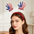 thumbnail image 3 of Homellea 4th of July Patriotic Headband, 9.64 Inch Red White Blue Star Hair Hoop with 250 Year Anniversary Ribbon Streamers for Independence Day, Memorial Day, Parade and Party Decor, 3 of 6