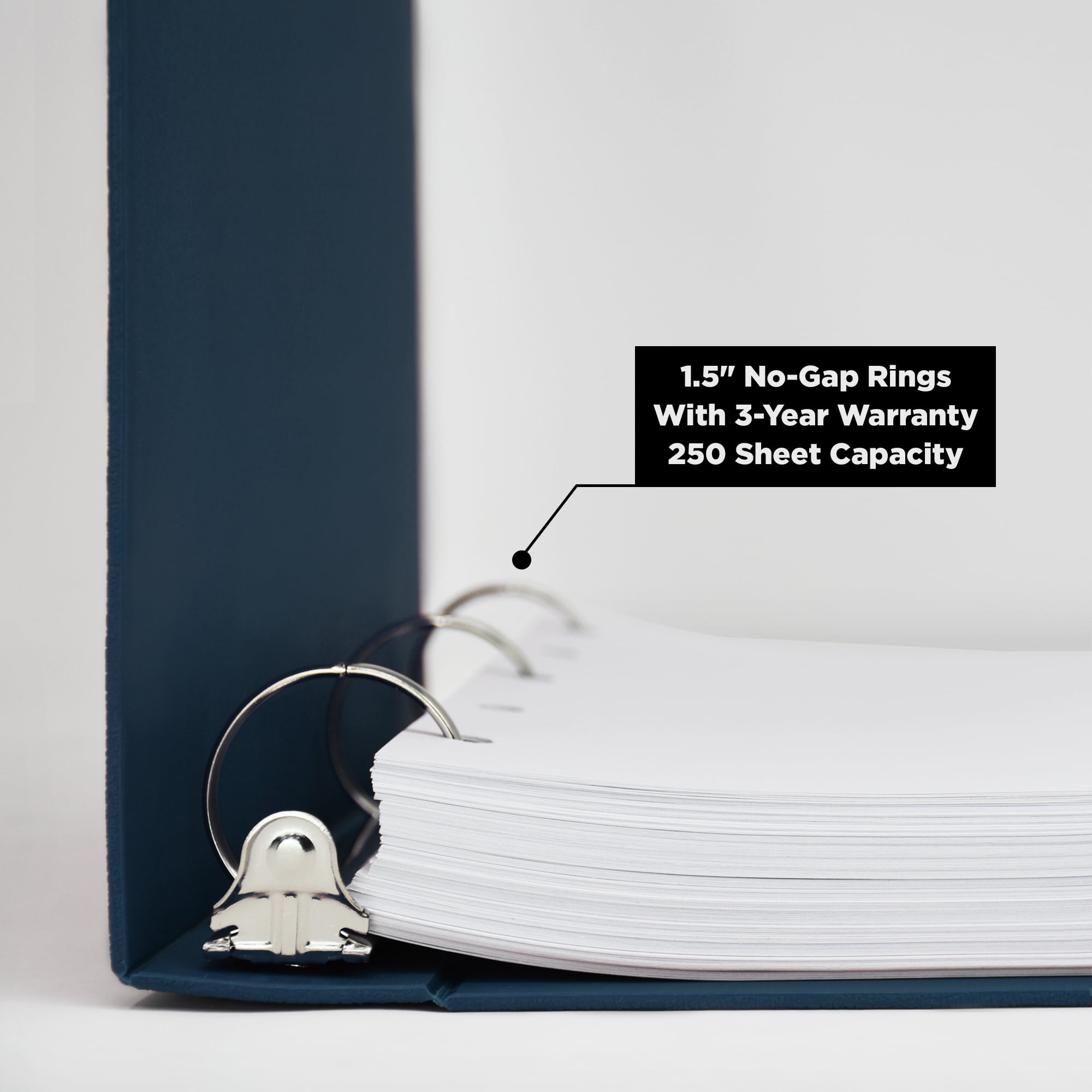 Carstens 1.5-Inch Heavy Duty 3-Ring Binder - Top Opening, Navy Blue
