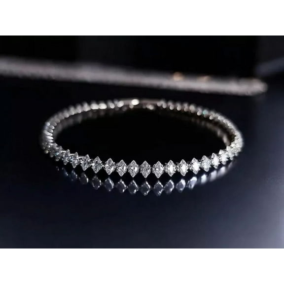 "7 Ct Marquise Cut Simulated Diamond Tennis Bracelet, 925 Sterling Silver White Gold Plated, Luxury Jewelry for Women"