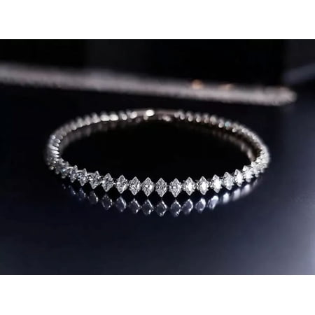 "7 Ct Marquise Cut Simulated Diamond Tennis Bracelet, 925 Sterling Silver White Gold Plated, Luxury Jewelry for Women"