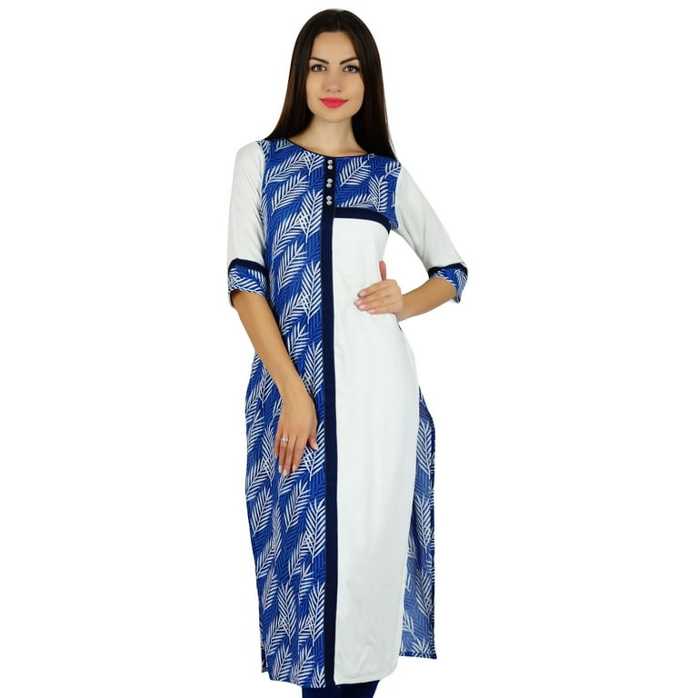 Bimba Women White Cotton Kurti Designer Ladies Kurta Straight Summer Clothing Tunic Walmart