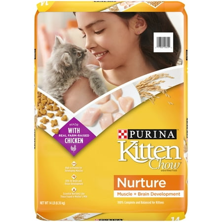 Purina Kitten Chow Nurture Dry Cat Food Muscle & Brain Development  High Protein Farm Raised Chicken  14 lb Bag