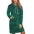 thumbnail image 1 of Robe Imprimée Malachite Automne Hiver Col Rond Manches Longues Nouvelle Mode Robes Amples à Capuche, 1 of 5