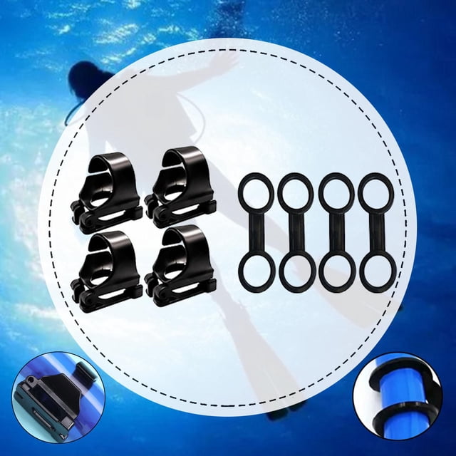 8 piezas de clips de buceo, soportes de tubo, piezas de repuesto, accesorios subacuáticos, sujetadores de correa de máscara de snorkel de silicona,