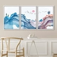 thumbnail image 3 of IDEA4WALL Framed Canvas Print Wall Art Set Pastel Watercolor Abstract Wave Forest Nature Wilderness Modern Art Decorative Landscape Rustic for Living Room, Bedroom, Office - 24"x36"x3 White, 3 of 5