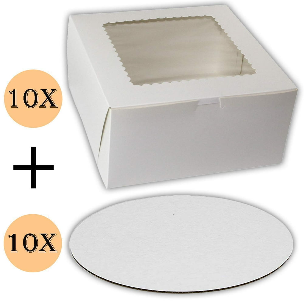 Cake Boxes 10 x 10 x 5 And Cake Boards 10 Inch, Bakery Box Has a Clear