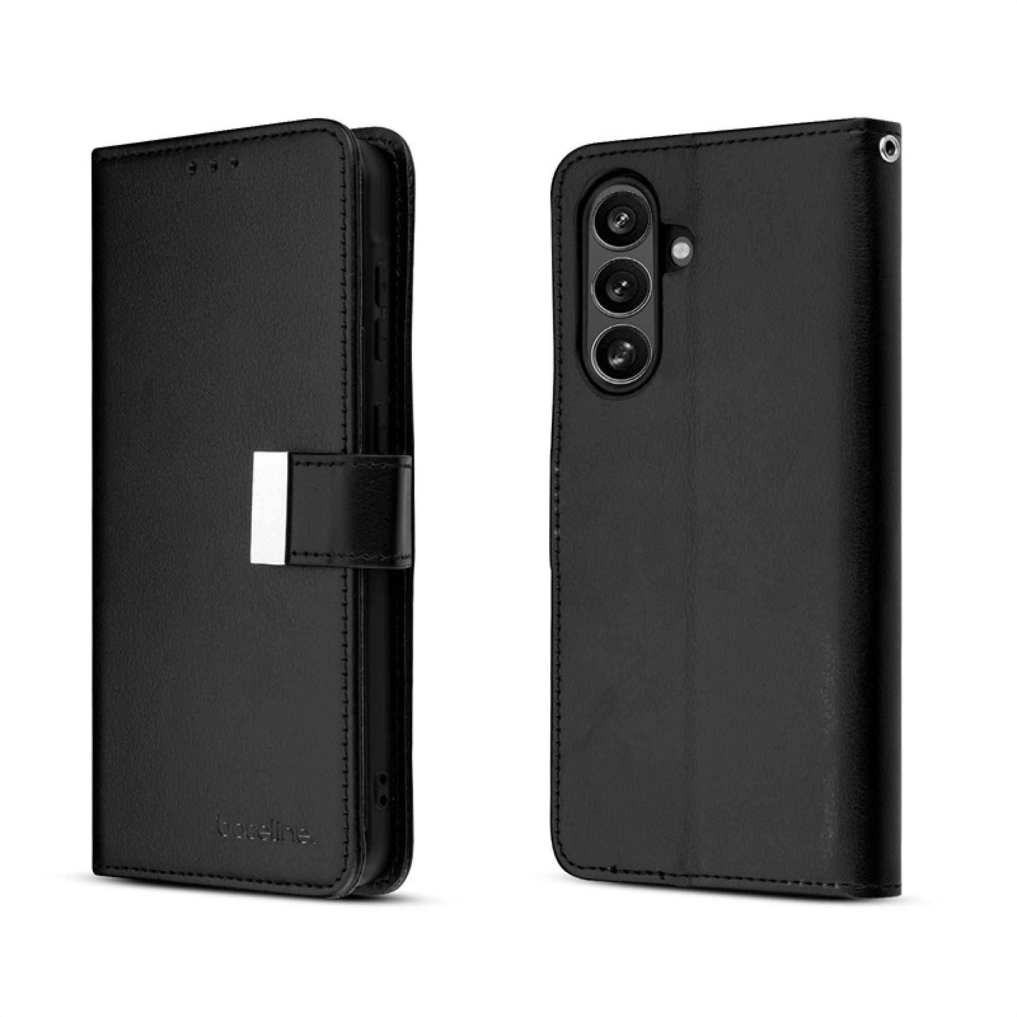 2 in 1 Complete Protection Bundle compatiable with Galaxy A36 5G – Black Wallet Folio Case + Full-Coverage Privacy Screen Shield