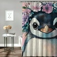 thumbnail image 2 of BCIIG Penguin Flower Crown Bathroom Decoration Set, Colorful Luxury Polyester Cloth Fashion Shower Curtain with Hooks 36"x72, 2 of 7
