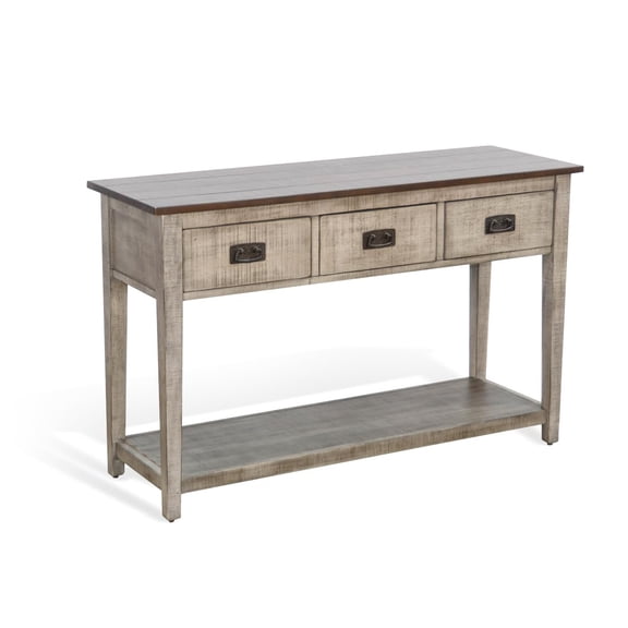 Pemberly Row Solid Wood Traditional Two Tone Grey Wood Sofa Table