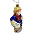 thumbnail image 3 of STP Goods Boy with Gifts Glass Christmas Ornament 4.72" (12 cm) Hand-Painted Christmas Tree Ornament Collectible Christmas Tree Hanging Decoration, Blue and Gold, 3 of 5