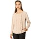 thumbnail image 2 of Allegra K Blusa Con Volantes De Gasa Top Manga Larga Camisa De Oficina De Trabajo Elegante Para Mujeres Albaricoque M Unique Bargains Blusa, 2 of 6