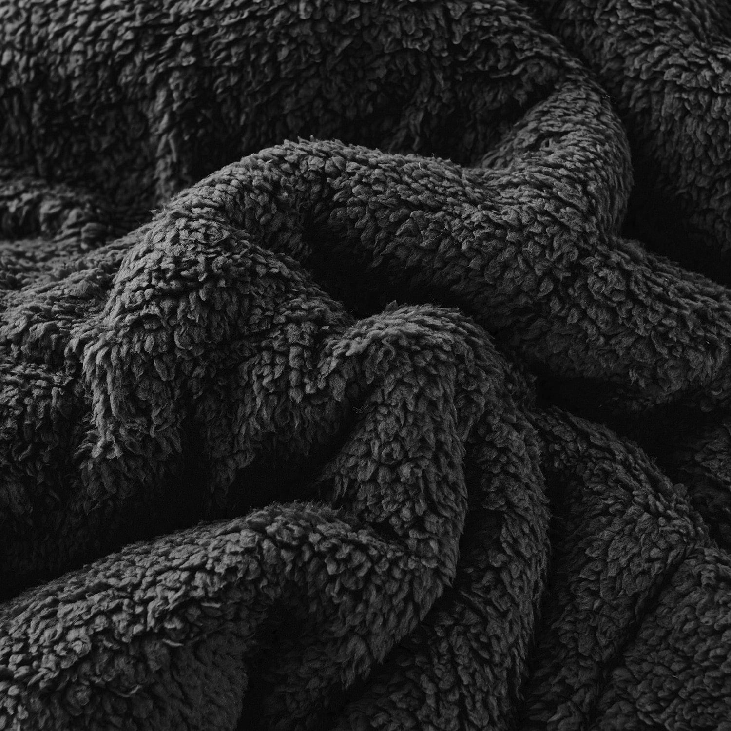 JML Sherpa Fleece Bed Blankets, Black Thick Warm Borrego King Blanket for Bed, 79"x91"