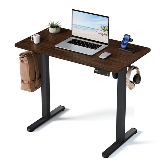 35 Electric Standing Desk, Dark Walnut Top, Adjustable Height Sit-Stand