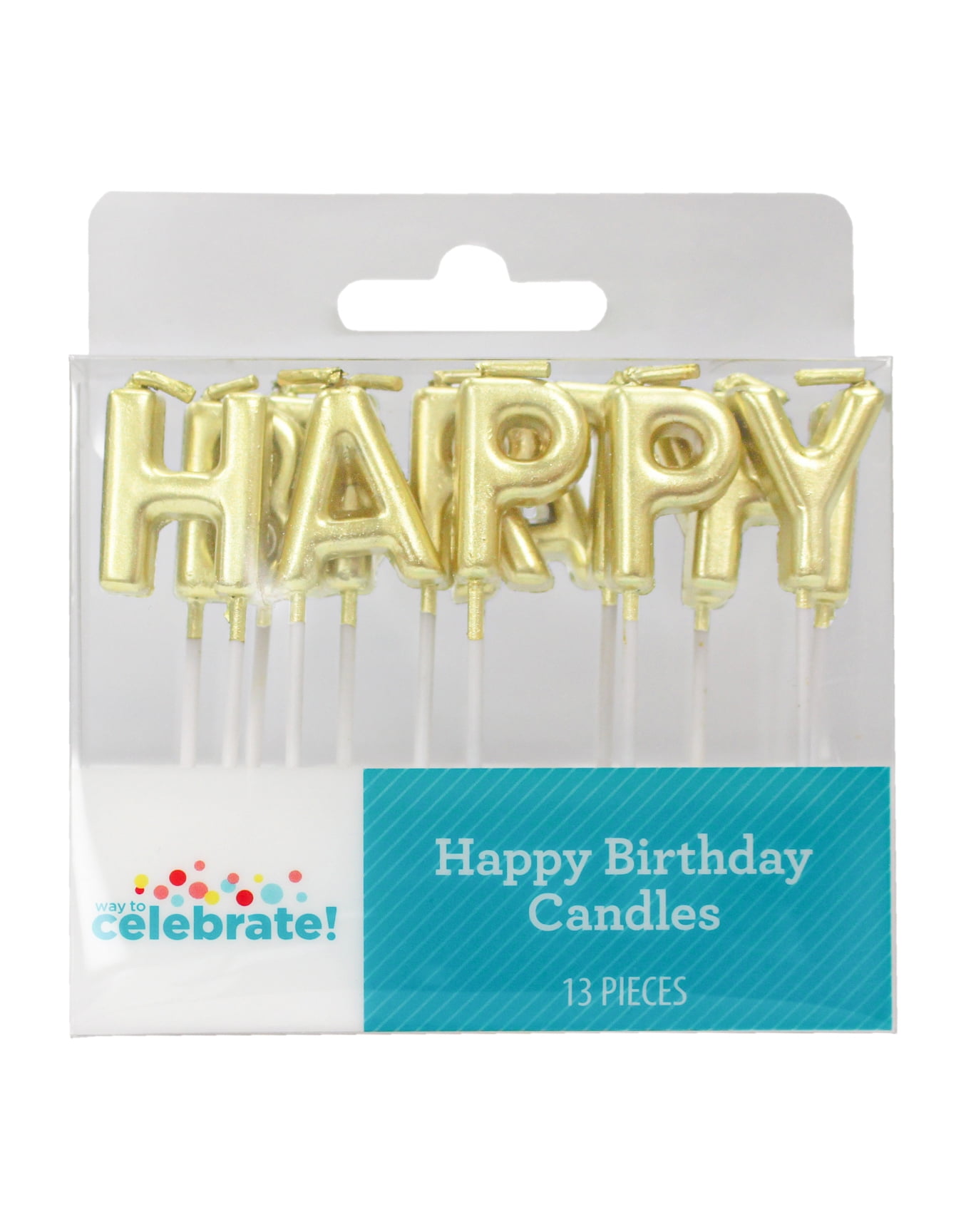 Way To Celebrate Gold Birthday Candles, (5.5") 13 Pieces