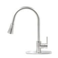 thumbnail image 3 of Novatto NKF-H14BN-D Dual Action Single Lever Pull-down Kitchen Faucet w/ Deck Plate, Brushed Nickel, 3 of 7