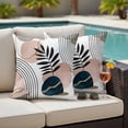 thumbnail image 3 of 2 Pack Outdoor Waterproof Throw Pillow Covers,Boho Leaf Arch Sun Decorative Square Pillow Case Patio Pillowcases for Chair Couch Sofa 16x16in, 3 of 9