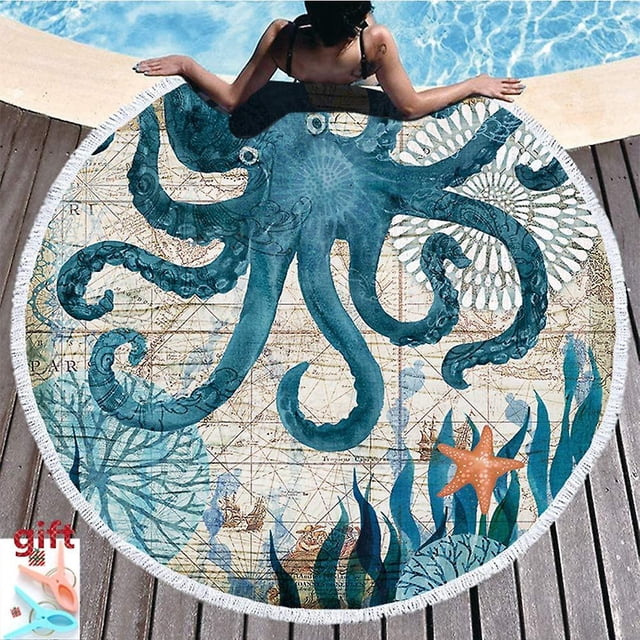 Manta de playa extragrande a prueba de arena de secado rápido, microfibra multiusos, estilo hippie bohemio, regalos de diseño únicos, materiales suaves para mesa de picnic de piscina circular, toalla