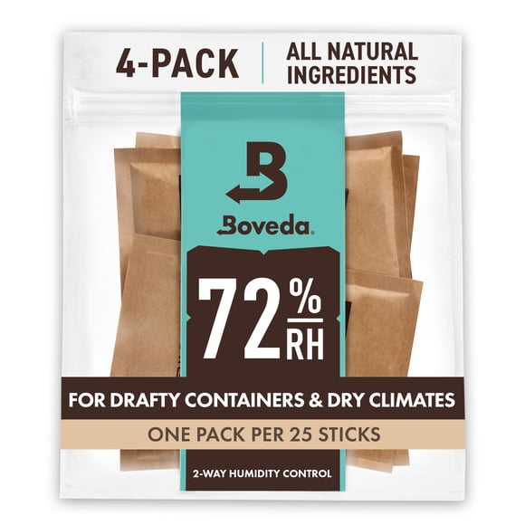 Boveda 72% Two-Way Humidity Control Packs For Wood Humidifier Boxes â?? Size 60 â?? 4 Pack â?? Moisture Absorbers â?? Humidifier Packs â??