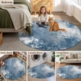 thumbnail image 5 of Abstract Graffiti Round Rugs for Living Room 5ft Vintage Navy Blue Oil Painting Style Non Slip Circle Rug Washable Low-Profile Indoor Carpet for Bedroom, Dining Room, Bathroom, 5 of 9