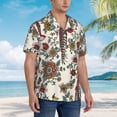 thumbnail image 5 of Balery Dark Enchanted Flowers And Birds Print Men's Hawaiian Shirts Short Sleeve Beach Shirt Relaxed Fit Vacation Button Down Shirts-3X-Large, 5 of 9