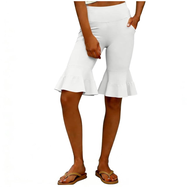 Pantalones de Mujer Traje Versátil Color Sólido Cinco Paneles Flare Yoga Pantalones Deportivos Casuales