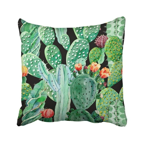 RYLABLUE Green Beach Watercolor Cactus Blooming Exotic Floral Flower Jungle Nature Plant Pillowcase Cover 16x16 inch