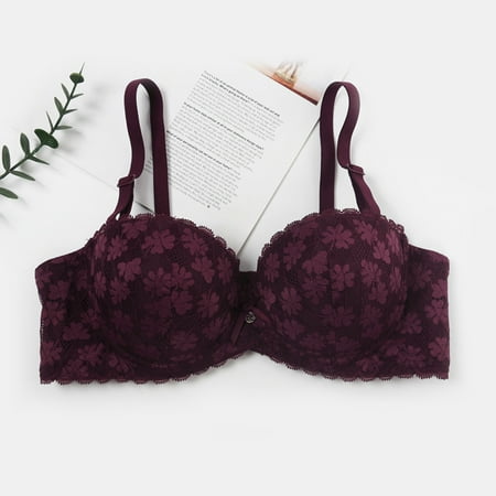 LLYWEY Padded Bras for Women on Sale Womens Bras Ladies Bralette Bra Style-1218 Women s Plus Support Bra Feature Adult Female Plus Size Sports Bras Red 38B