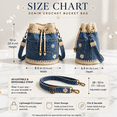 thumbnail image 3 of Denim Crochet Bucket Bag, Drawstring Crossbody Shoulder Purse, Boho Jean Handbag with Daisy Embroidery and Adjustable Strap, 3 of 8