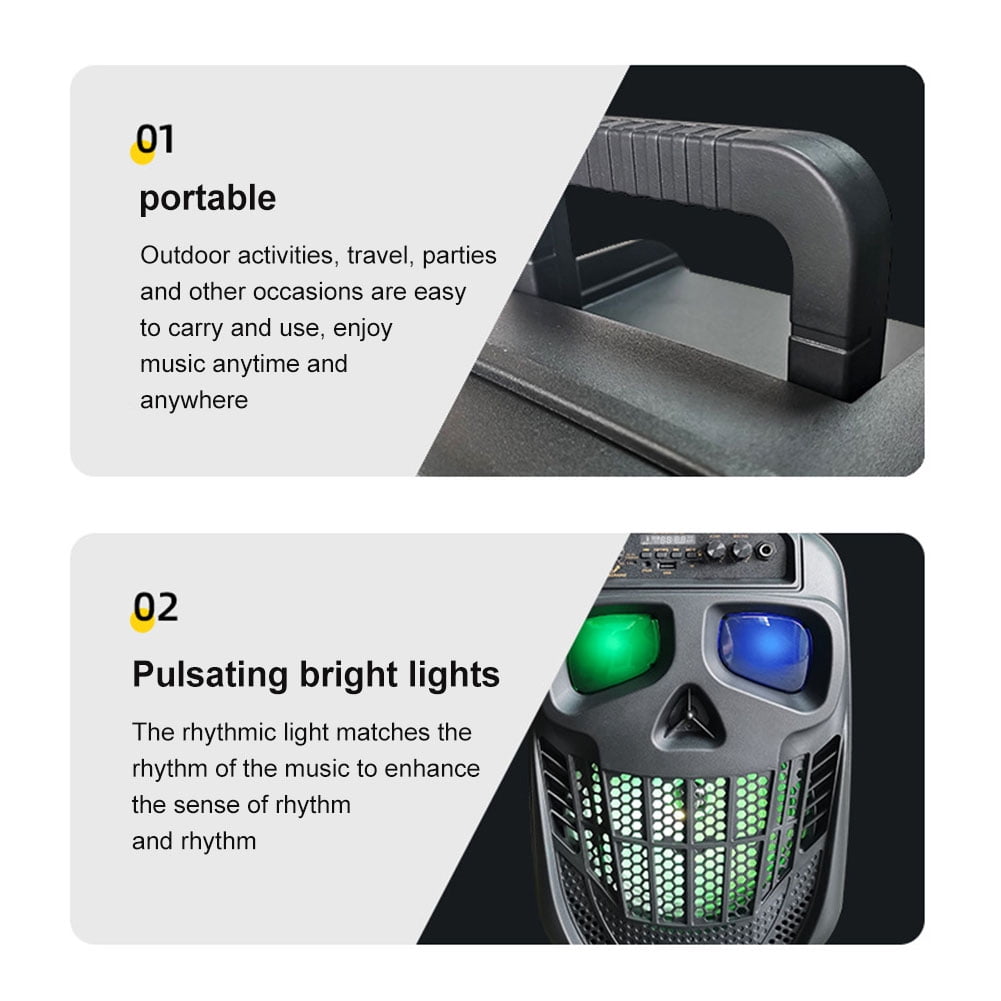 golytefs Skull Wireless Portable Speaker Bluetooth-compatible 5.0 Karaoke Machine Speaker