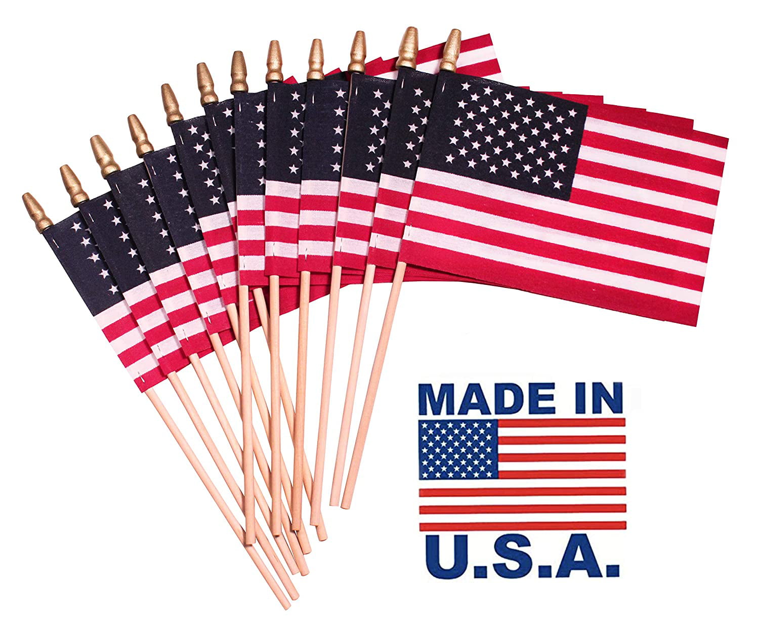 4 x 6 inch Handheld Spearhead American Flags Stick Flags with SpearTop Great for Patriotic Decorations or Celebrations Set of 12 