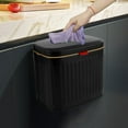 thumbnail image 1 of 1.05 Gallon Hanging Trash Can with Lid  Kitchen Wall Mounted Countertop Compost Bin  White, 1 of 10