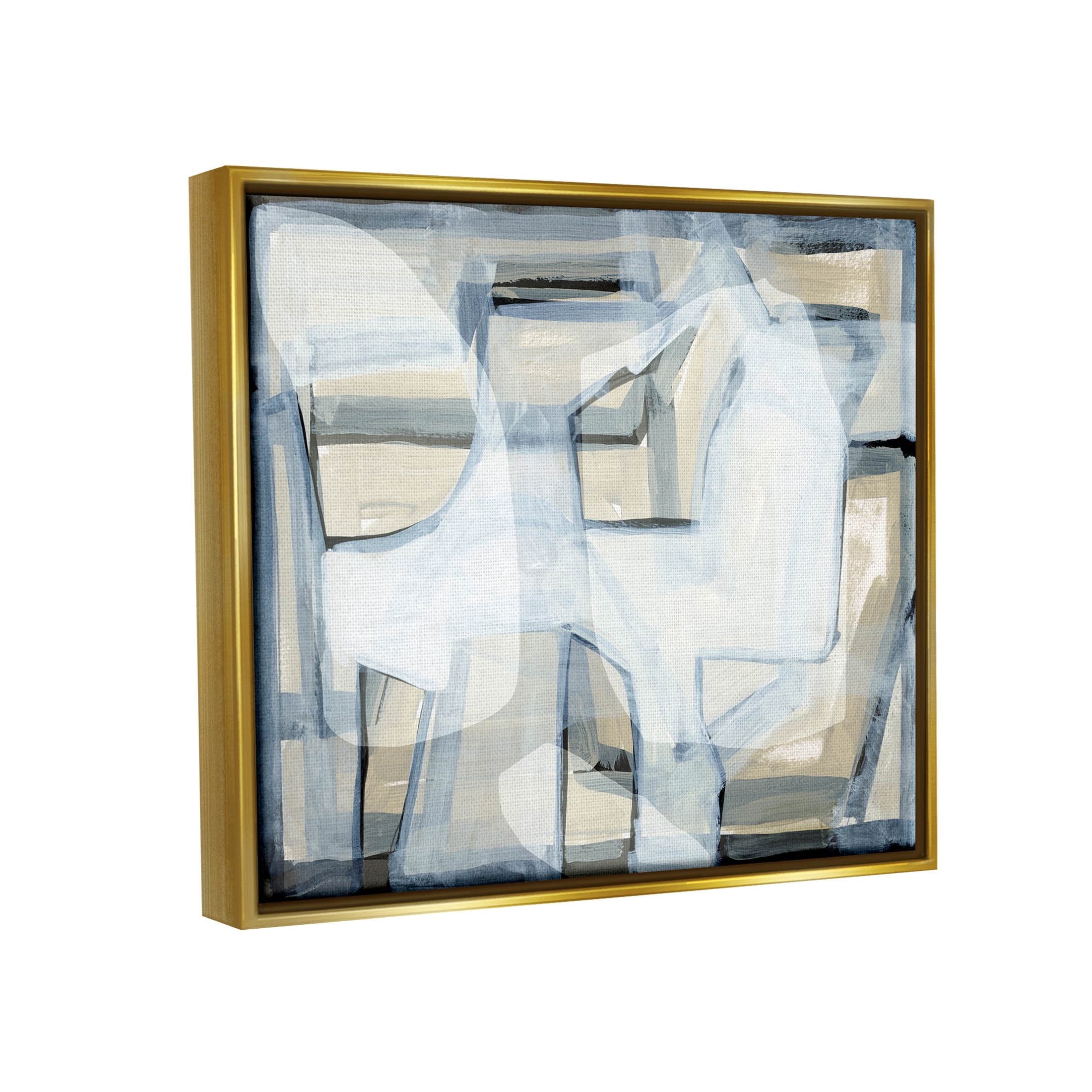 Stupell Industries Modern Layered Geometric Shapes Design Painting Metallic Gold Floating Framed Canvas Print Wall Art, Design by Cartissi