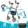 thumbnail image 5 of COSYWILL Upright Rollator Walker,Stand Up Walkers for Seniors and Adults with Backrest Seat,Lightweight and Folding Design,Blue, 5 of 9