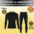 thumbnail image 2 of Xtreme Heat Mens Thermal Underwear Set Insulated Shirt & Long Johns, Black Medium, 2 of 6