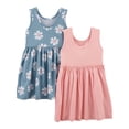 thumbnail image 2 of Conjunto de vestido Simple Joys by Carter's Girls, paquete de 2 unidades, 5T, azul empolvado, 2 of 2