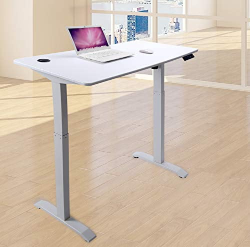 UNICOO® Electric Height Adjustable Standing Desk, Electric Standing Workstation, Whole-Piece Desk Board, White, 1 Pack,, 48 * 24 in (KT1001-WW)
